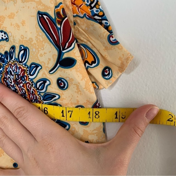 Elie Tahari Floral Ruffle Sleeve Blouse - Cream and Navy - Picture 10 of 11